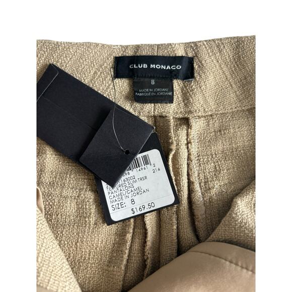 CLUB MONACO Textured Slim Trousers Camel NWT Size 8 - Picture 9 of 11